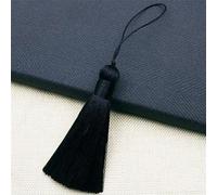 JekyTMP 28 pezzi, 8 cm, nappa setosa con corda, ciondolo lungo a nappa, segnalibro con frange colorate, nappine fatte a mano, segnalibri, nappa per fai da te (nero)