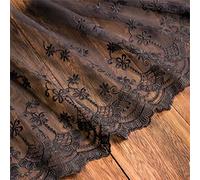 JekyTMP 4 Yards 32 cm Stoffa Ricamata in Pizzo Nastro in Tulle con Bordo in Pizzo Nastri di Pizzo Rotolo di Pizzo Bordo Passamaneria Pizzi Nastri Merletto macramè Pizzo Plissettato,03-Nero-Seta Latte