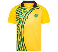 JELEX - Camicia retro History da uomo, con logo ricamato e maniche corte, design nostalgico per gli appassionati di calcio, ideale per collezionisti, Jamaica, L