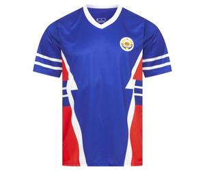 JELEX Camicia retro History da uomo, con logo ricamato e maniche corte, design nostalgico per gli appassionati di calcio, ideale per collezionisti, S