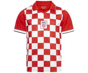 JELEX - Camicia retro History da uomo, con logo ricamato e maniche corte, design nostalgico per gli appassionati di calcio, ideale per i collezionisti, Croazia, L