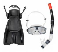 JELEX Deepsea Set Snorkeling con Pinne Boccaglio Nuovo Nero Verde Turchese