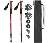 JELEX Nature - Bastoni telescopici per nordic walking, regolabili, con vari accessori per attività all'aperto, bastoncini da trekking ultraleggeri con tecnologia antishock (Red Premium)