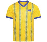 JELEX Retro History - Maglia da uomo, con logo ricamato e maniche corte, design nostalgico per gli appassionati di calcio, ideale per collezionisti, Ucraina, L