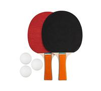 JELEX Topspin Set di 2 racchette da ping pong con 3 palline, racchette in legno con diversi colori sul davanti e sul retro e rivestimento in gomma, per bambini e adulti, per interni ed esterni