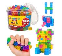Jelly Blocks - 120 Piece Stackable Interactive Squeeze Learning Toys, Soft Building Blocks Play Set for Creative Construction and Sensory Play, Educational STEM Style Toy for Kids Development