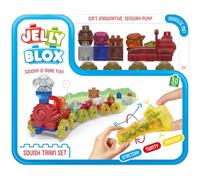 Jelly Blox Squishy Train Set - Include 35 blocchi - Blocchi da costruzione per bambini e prescolari che i bambini possono spremere, allungare, schiacciare - Sicurezza testata e senza ostacoli