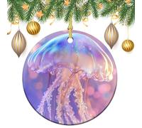 Jelly Fish - Decorazioni da appendere all'albero di Natale, colori pastello arcobaleno, iridescenti, 2 pezzi, 7,2 cm, rotonde su entrambi i lati
