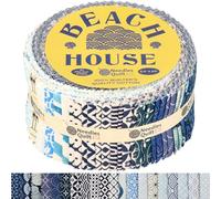 Jelly roll in tessuto per trapuntatura, 40 strisce da 6,3 x 111,8 cm, strisce di cotone in mazzi, perfetti per cucire, progetti di trapuntatura pretagliati e fai da te (Beach house)