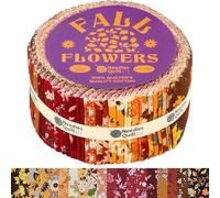 Jelly roll in tessuto per trapuntatura, 40 strisce da 6,3 x 111,8 cm, strisce di cotone in mazzi, perfetti per cucire, progetti di trapuntatura pretagliati e fai da te (Fall flowers)