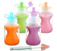 Jelly Ruru Pouches per alimenti riutilizzabili in silicone con cinghie, resistenti alle perdite, per spremere e dishwasher, freezer, microwave Safe, Baby Food Storage for Homemade Puree, Yogurt, 5 oz,