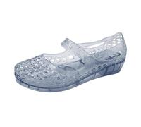 Jelly - Sandali da donna trasparenti, da spiaggia, da acqua, leggere, comode, traspiranti, estive, trasparenti, piatte, in plastica, sandali da nuoto per l'estate, blu 2, 38 EU