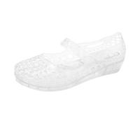 Jelly - Sandali da donna trasparenti, da spiaggia, da acqua, leggere, comode, traspiranti, estive, trasparenti, piatte, in plastica, sandali da nuoto per l'estate, Bianco2., 38 EU