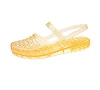 Jelly - Sandali da donna trasparenti, da spiaggia, da acqua, leggere, comode, traspiranti, estive, trasparenti, piatte, in plastica, sandali da nuoto per l'estate, Giallo1, 38 EU