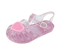 Jelly, sandali da spiaggia da donna, antiscivolo, sandali da bagno, design traforato, sandali estivi, con fibbia regolabile, sandali per bambini con cristalli, Colore: rosa., 24 EU