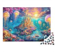Jellyfish Around A Magical Underwater Castle Puzzle Da 1000 Pezzi Underwater World Divertimento Di Ingegno Per Adulti E Bambini 70x50cm/1000pcs