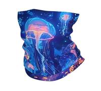Jellyfish Dark Woods Trees And Flower Neon Donna Uomo Collo Ghetta Elastico Fascia Collo Antivento Passamontagna Tubolare per Moto Passeggiata Escursionismo Bici