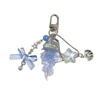 Jellyfish Phone Charm Starfish Mermaid Fishtail Bow Bead Fairycore Portachiavi Portafoglio Portachiavi Borsa per Portachiavi per Auto Decorazioni Chiave