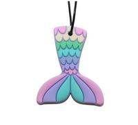 Jellystone Designs Ciondolo a forma di sirena, collana sensoriale da masticare per bambini, senza BPA, regolabile e consigliato OT, strumento calmante per chi cerca i sensi e allevia l'ansia (pastello