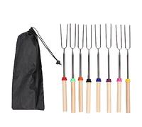 Jelquix 8 Bastoncini per Arrostire Marshmallow, Kit Bastoncini Telescopici Estensibili per Marshmallow, Spiedini per Arrostire e Forchette per Hot Dog, Ideali per il Braciere da Campeggio