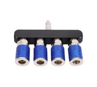 Jelquix Collettore Aria a 4 Vie, Lega di Alluminio, 150 PSI, Design Dritto | Divisore Aria Pneumatico, Lega di Alluminio, Uso in Garage per Officina, 4 Attacchi Rapidi, Compatibile con Utensili