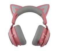 Jelquix Cuffie da Gioco Wireless Cat Ear con Luce RGB e Microfono (PINK)