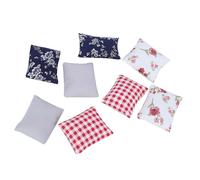 Jelquix Cuscini Floreali con Rose Floreali a Quadri Grigi e Blu Scuri in Miniatura per Accessori Giocattolo Modello di Mobili per Box/Cover delle Bambole in Scala 1:12, Panno Morbido e Delicato