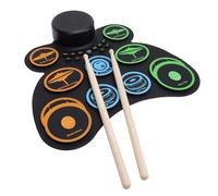 Jelquix Kit di Batteria Portatile con 9 Pad per Batteria Elettronica con Jack per Cuffie per Viaggi e Giochi All'aperto per Bambini