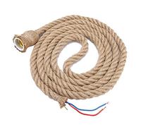 Jelquix Portalampada a Sospensione in Corda di Canapa in Stile Industriale Vintage per L'arredamento del Salotto e del Soggiorno Base Lampadina E27