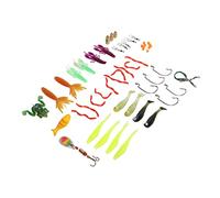 Jelquix Set di Esche da Pesca da 52 Pezzi, Ami da Jig in Metallo Crankbait con Esche Morbide in PVC e Ami da Pesca con Paillettes, Ideali per la in Acqua di Mare Negli Oceani, Laghi, Fiumi