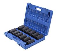 Jelquix Set di Prese Ad Impatto Profonde da 1 Pollice per Uso | Prese in acciaio al cromo vanadio da 24 a 41 mm, accesso con dispositivo di fissaggio ad incasso, custodia in plastica