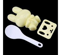 Jelquix Stampo per Riso per Sushi Design Simpatico Coniglio Semplice Strumento per Creare Onigiri Fai da Te per Bambini Giallo e Rosa 3 Pezzi (YELLOW)