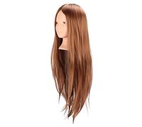 Jelquix Testa di Manichino per Capelli Lunghi Marrone Chiaro per Appassionati di Formazione dei Capelli e Cosmetologia, Realizzata in Fibra Ad Alta Temperatura, 1 unità