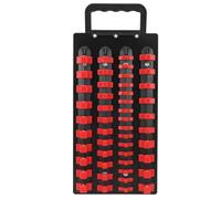 Jelquix Vassoio Organizer per Bussole da 48 Pezzi, Supporto per Bussole da 1/4 poll. 3/8 poll. 1/2 con Guide Intercambiabili e Maniglia Comoda, per Metriche e SAE (rosso)