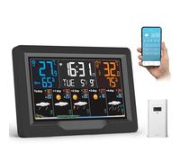 jely Stazione Meteo con Sensore Esterno, Stazione Meteorologica Wifi con App, Schermo a Colori, 4 Retroilluminazioni Regolabili, 3 Allarmi, Previsioni Meteo a 5 Giorni