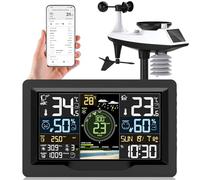 jely Stazione Meteo Professionale Wifi con App, Stazione Meteo con Sensore Esterno 7 in 1, 4 Luminosità Regolabili, Termometro, Igrometro, Anometro, Pluviometro, Barometro, Previsione del Tempo