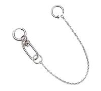 Jemant Anello da labbro a catena per orecchio per donne e uomini, in acciaio inox argento, anello per naso e labbra, clip on non forato, orecchini a catena collegati per lui e lei (argento), Metallo