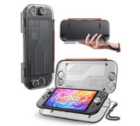 JEMDO Custodia slim per Nintendo Switch 2 - antiurto, antipolvere e portatile, custodia rigida da viaggio con porta USB-C, chiusura sicura, cinghia a mano e due tappi con teschio Joystick