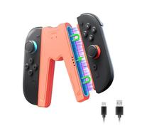 JEMDO Impugnatura di Ricarica Joy Con 2 Magnetica - Grip Ergonomica con LED di Ricarica per Controller Switch 2, Compatibile con Nintendo Switch 2, con Cavo USB-C, Portatile,Arancione