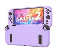 JEMDO Protective Case Compatible with Switch 2025, Dockable TPU Cover Accessories for Switch Console and Grip Joy-Con, The Switch Protector with 4 Thumb Grip Caps, Purple