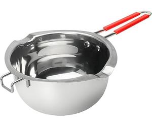 JEMESI Bagnomaria in Acciaio Inox, 1200ml Bagnomaria per Cioccolato, Universal Double Boiler beccucci, Fondo Piatto, per Sciogliere Il Formaggio al Burro di Cioccolato
