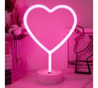 JEMESI Insegna luminosa al neon a forma di cuore rosa - Lampada LED USB/batteria per camera da letto, matrimonio, San Valentino e decorazione - Idea regalo