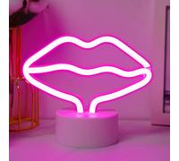 JEMESI Insegne al neon a forma di labbro, luce al neon a forma di labbro, con supporto, USB o a batteria, lampada al neon per la stanza del bambino, decorazione per la casa, regali per la stanza dei