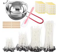 JEMESI Kit per Fare Candele, Fabbricazione Candele Kit con 200 Stoppini per Candele, 200 Adesivi per Stoppino, 2 Porta Stoppino, 1 Spatole in Silicone,1 Crogiolo, per la Creazione di Candele Fai da Te