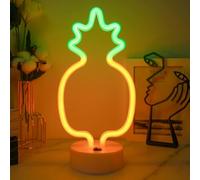 JEMESI Luce al neon a forma di ananas, luce notturna LED a forma di ananas, USB/batteria, luci al neon con base per camera da letto, luci notturne per stanze, feste, matrimoni, compleanni
