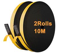 JEMESI Striscia di Gomma 12mm(W)*6mm(H)*10m(L), Finestrini Prova di collisione e Isolamento Acustico Strisce Adesive per Fessure e Fessure (Nero)