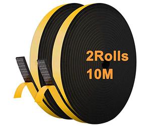 JEMESI Striscia di Gomma 12mm(W)*6mm(H)*10m(L), Finestrini Prova di collisione e Isolamento Acustico Strisce Adesive per Fessure e Fessure (Nero)