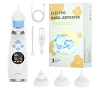 Jemey - Aspiratore nasale per neonato, IP65, impermeabile, elettrico, ricaricabile, per neonati, con 5 modalità, 3 punte in silicone, luce colorata e musica