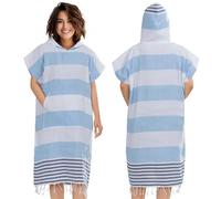 JEMIDI Accappatoio Poncho Surf Donna Uomo - Poncho Mare Adulto - Asciugamano con Cappuccio e Tasca Frontale - per Cambiarsi - Adatto a Sauna Piscina Palestra - 100% Cotone