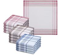 JEMIDI - Fazzoletti in tessuto da uomo, 40 cm x 40 cm, in cotone, confezione da 12 pezzi, 100% cotone design 12 Medium